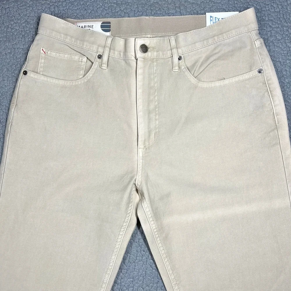 Marine Layer Flex Terry Pant Slim Straight Khaki Tan 34x32 NWT MRSP $148